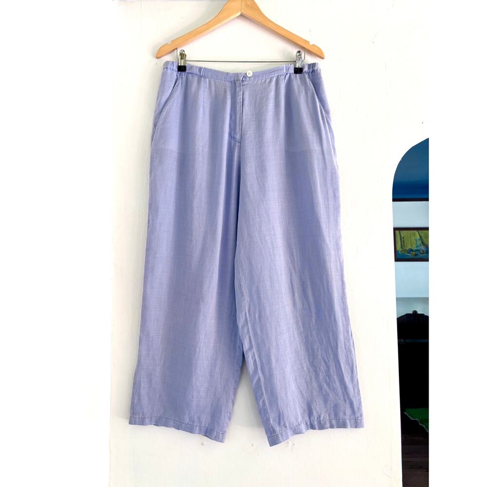Lavender Purple Linen Pants Pastel Trousers- Size 12, Boho Cottagecore
